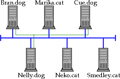 [Figure 1.5: Multiple Named Scopes in
a Broadcast LAN]